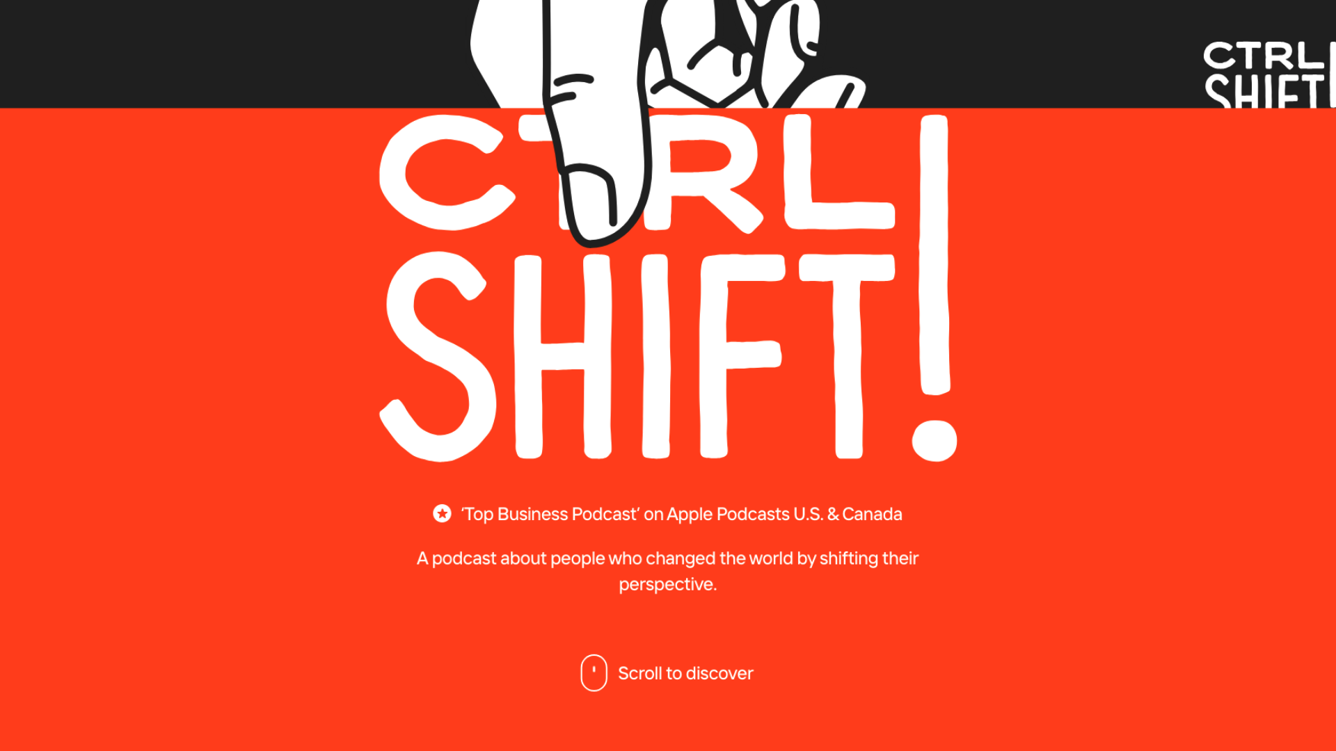 Screenshot of CTRL SHIFT!'s podcast website homepage example
