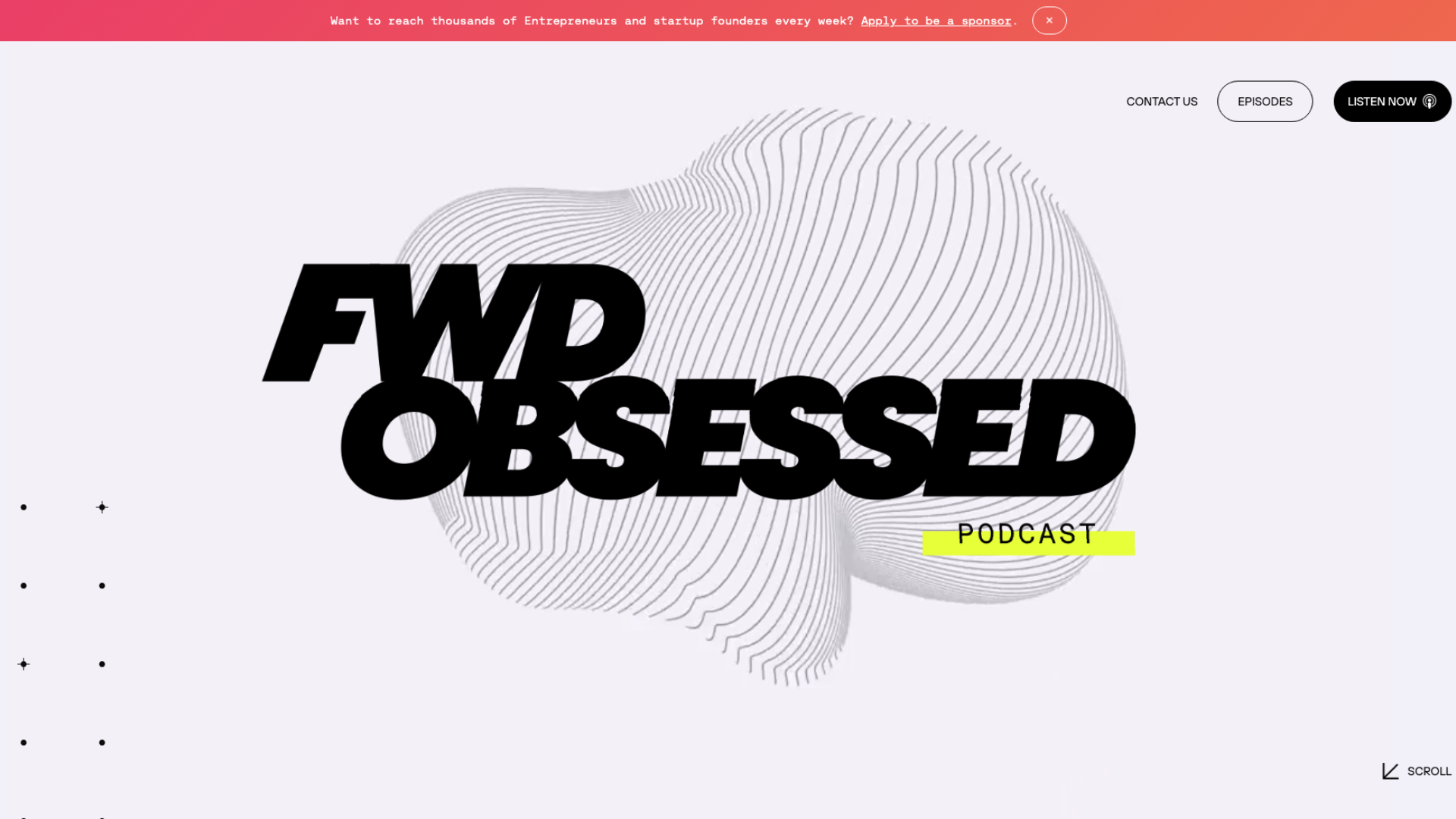 Screenshot of Forward Obsessed’s podcast website homepage example