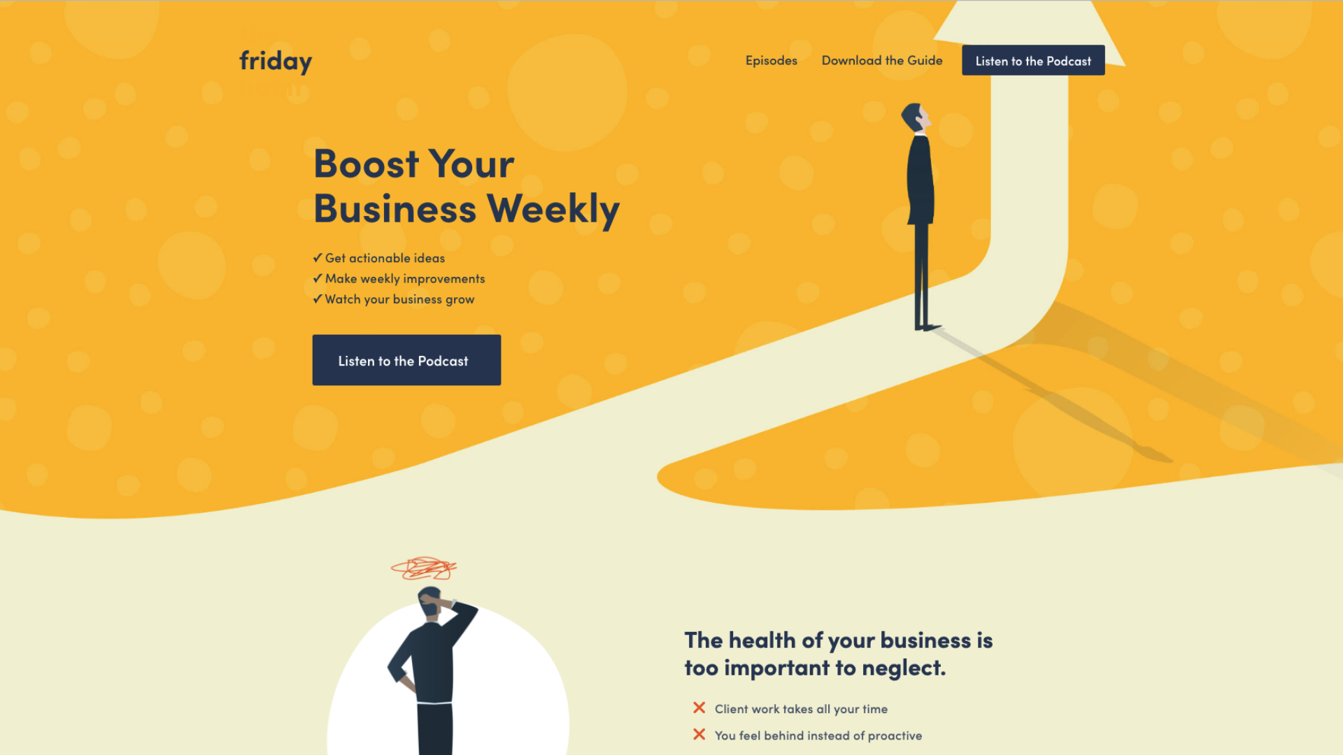 Screenshot of ’The Friday Habit's podcast website homepage example
