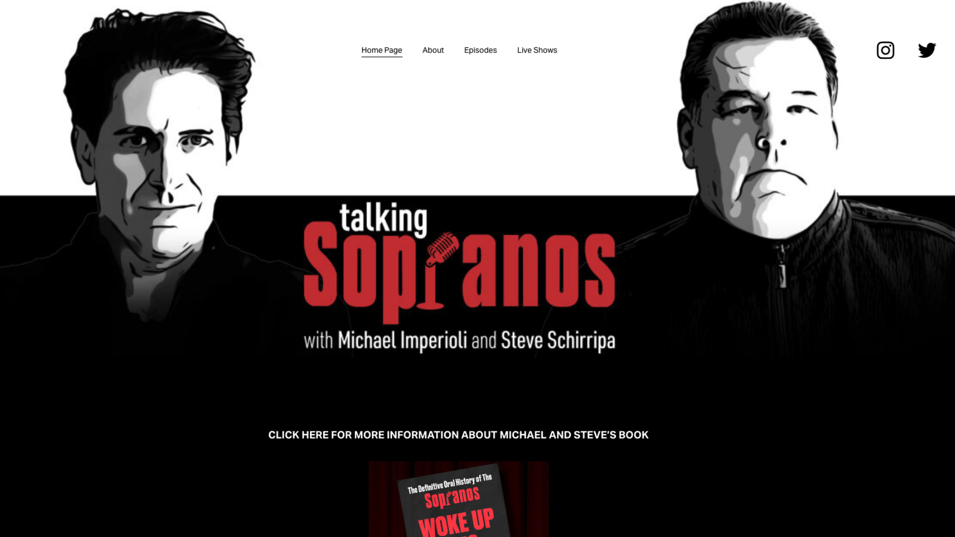 Screenshot of Talking Sopranos' podcast website homepage example